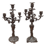 Silver metal candlesticks.