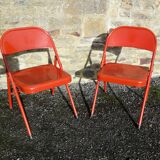 Pair of folding metal chairs 80-90s