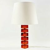 Mid-Century Scandinavian Art Glass & Brass Table Lamp by C.Fagerlund, 1960s