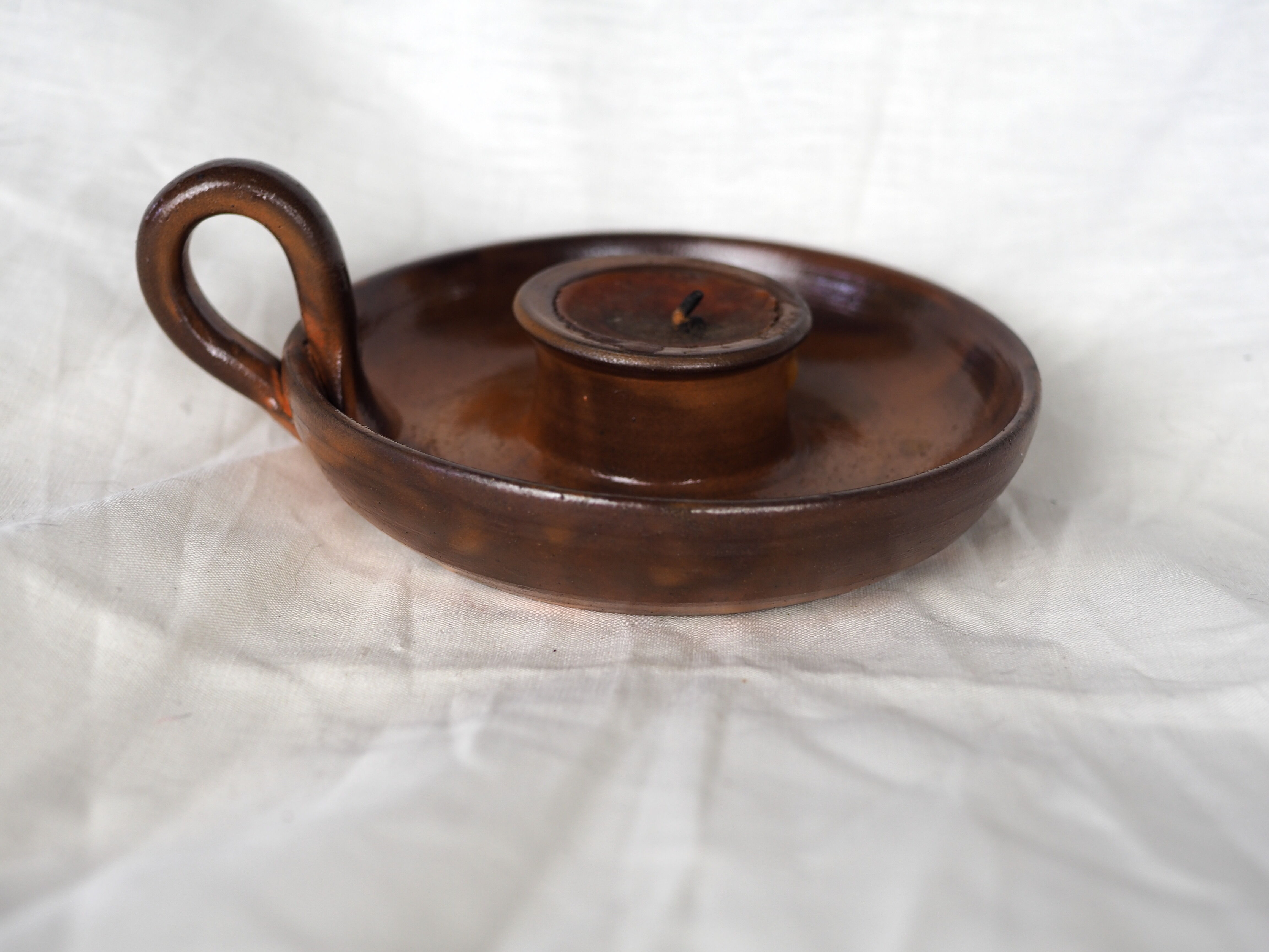 Hand candle holder in smoked sandstone - 70s