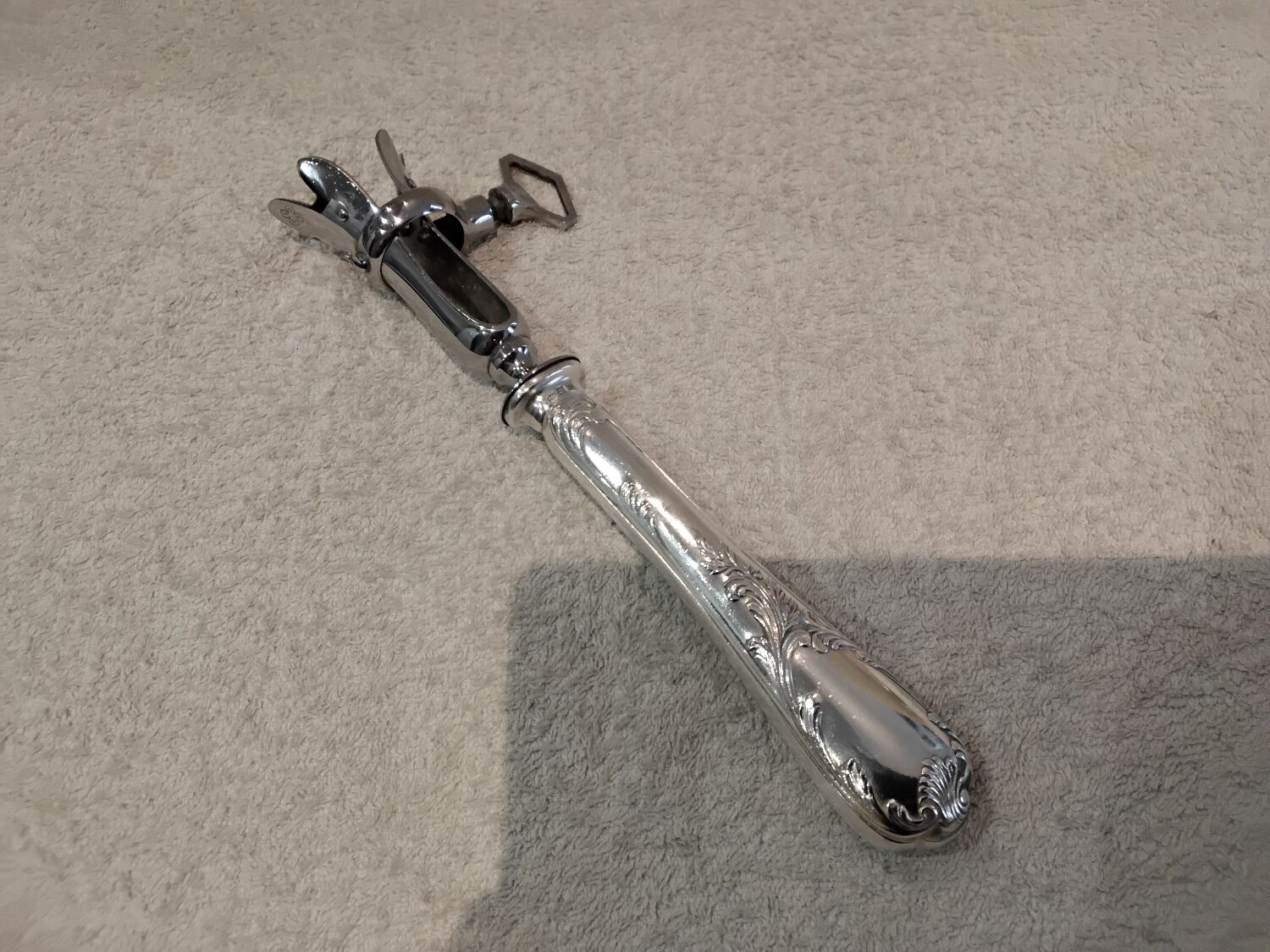 Leg of lamb handle, silver-plated metal handle, Christofle Marly silversmith, 21.6cm