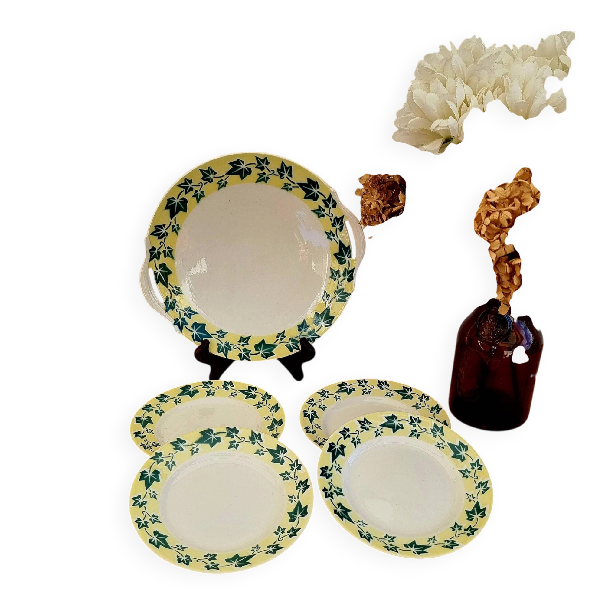Service à dessert vintage Digoin Sarreguemines modèle Josette