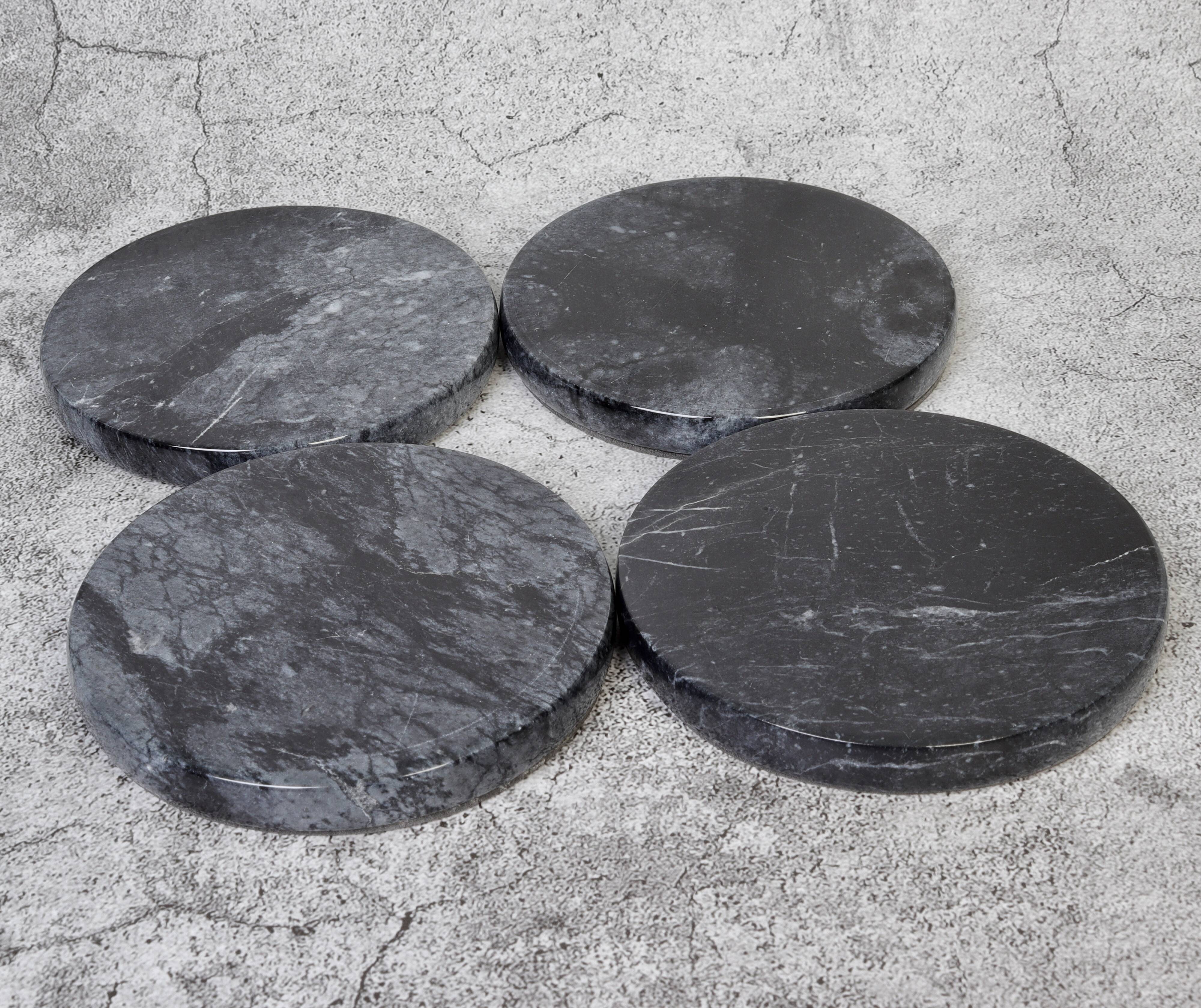 Gabriella – Black Round Natural Marble Coasters - set of 4