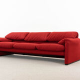 Maralunga 3-seater Sofa red by Vico Magistretti for Cassina, Italy
