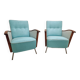 Pair of Mid Century modern, vintage armchairs, wooden and tubular frame, 1960's, Hungary