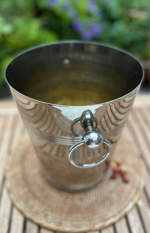 Silver metal champagne bucket
