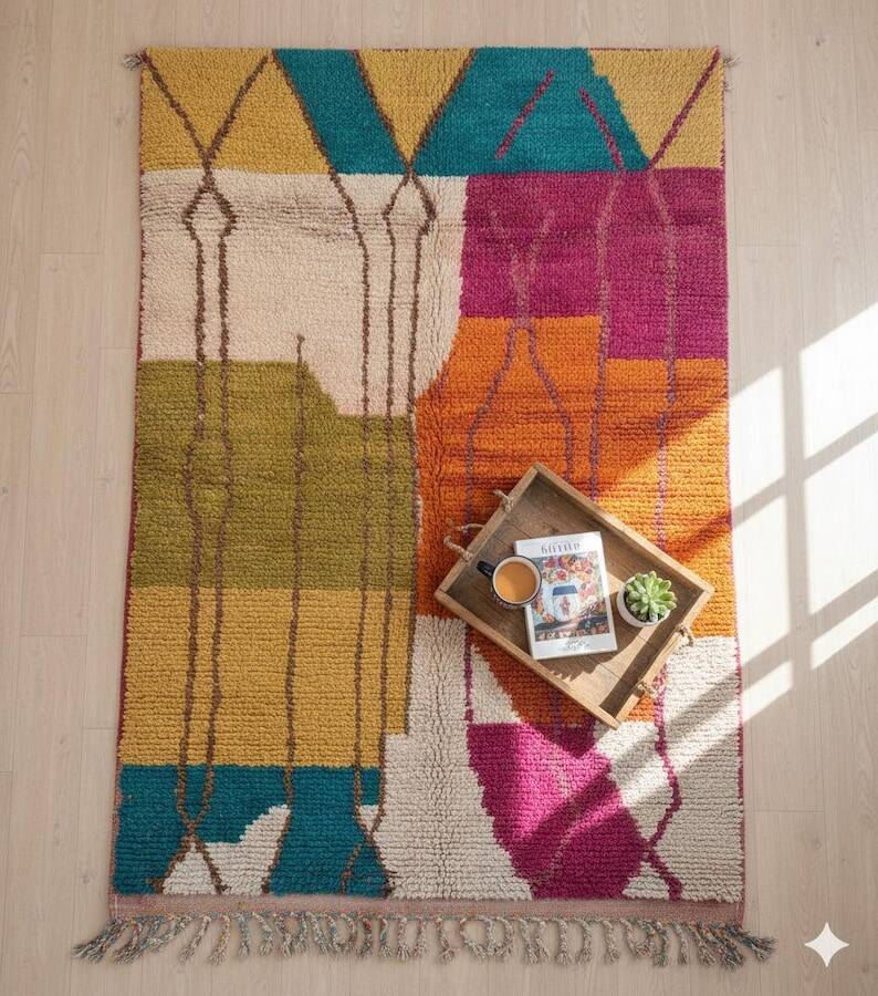 Handmade multicolored Moroccan rug 250cm x 150cm