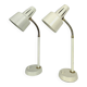 Pair of BJS desk lamps in white lacquered steel and brass – Sweden 1960s