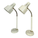 Pair of BJS desk lamps in white lacquered steel and brass – Sweden 1960s