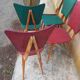 6 vintage 1950 Skaï chairs and wood