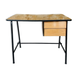 Vintage metal and formica desk with 2 drawers, circa 60's