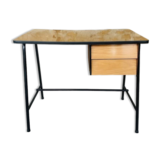 Vintage metal and formica desk with 2 drawers, circa 60's