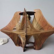 Large futuristic  wooden hanging lamp 1960s