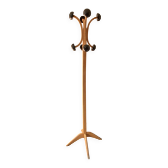 Stella coat rack in solid beech wood, vintage 1950s.