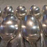 12 silver plated soup spoons by Christofle with Louis XVI ribbons