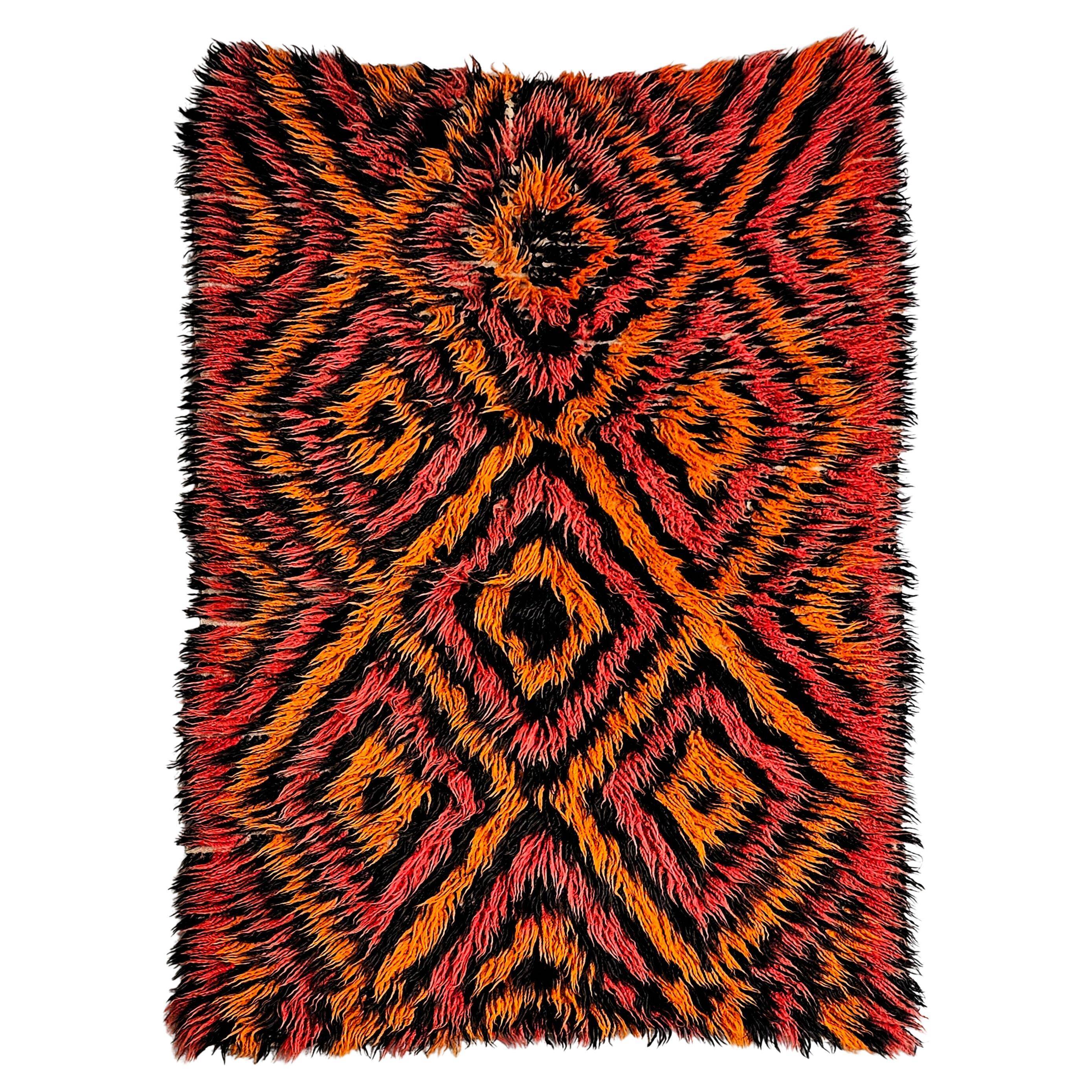 Tapis vintage géométrique Tulu en laine années 1960