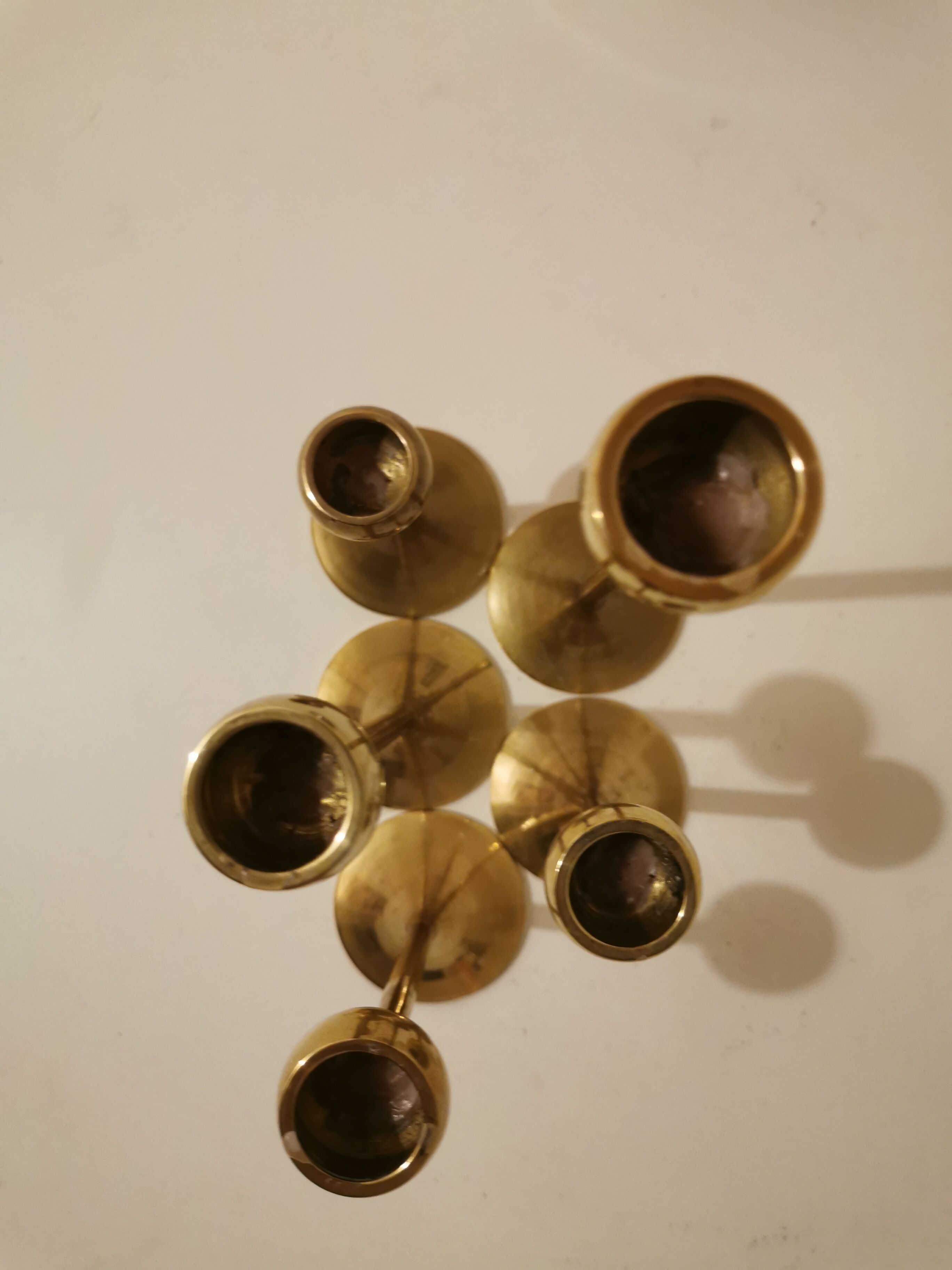 Set of 5 brass candlesticks from the 70s