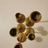 Set of 5 brass candlesticks from the 70s