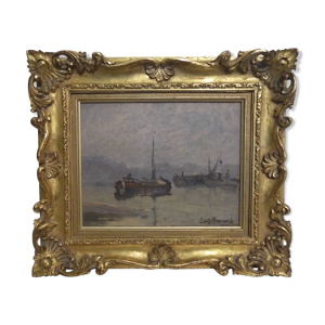 Tableau barges dans la brume par
