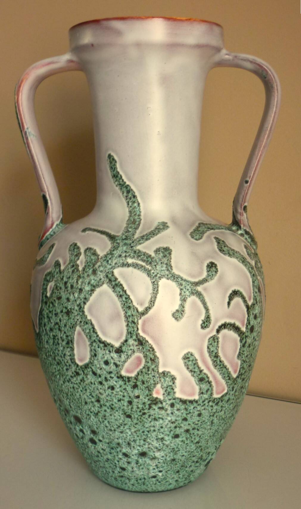 Large vase in glazed ceramic and "fat lava", signed Bruno Dose, design from the 50s/60s