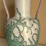 Large vase in glazed ceramic and "fat lava", signed Bruno Dose, design from the 50s/60s