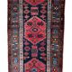 Antique Persian Handmade Hamadan Runner Rug, 3.4' x 7.7' (106cm x 237cm), 1920s