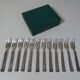 Old box 12 dessert forks in silver metal