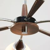 Lustre italien en chrome et opaline du milieu du siècle
