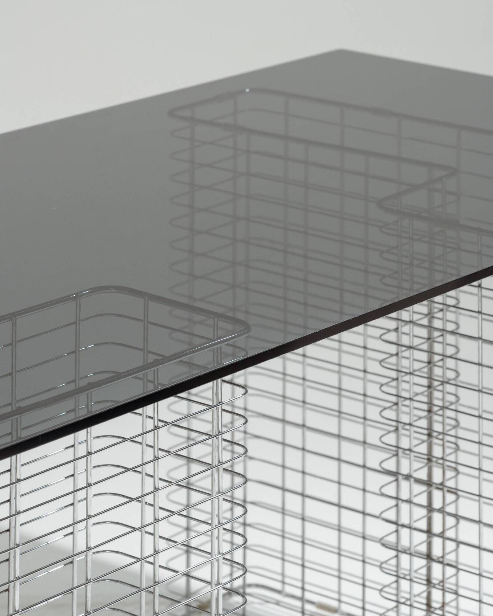 Large "Wire" Desk in Glass and Metal, Terence Conran, 1980s