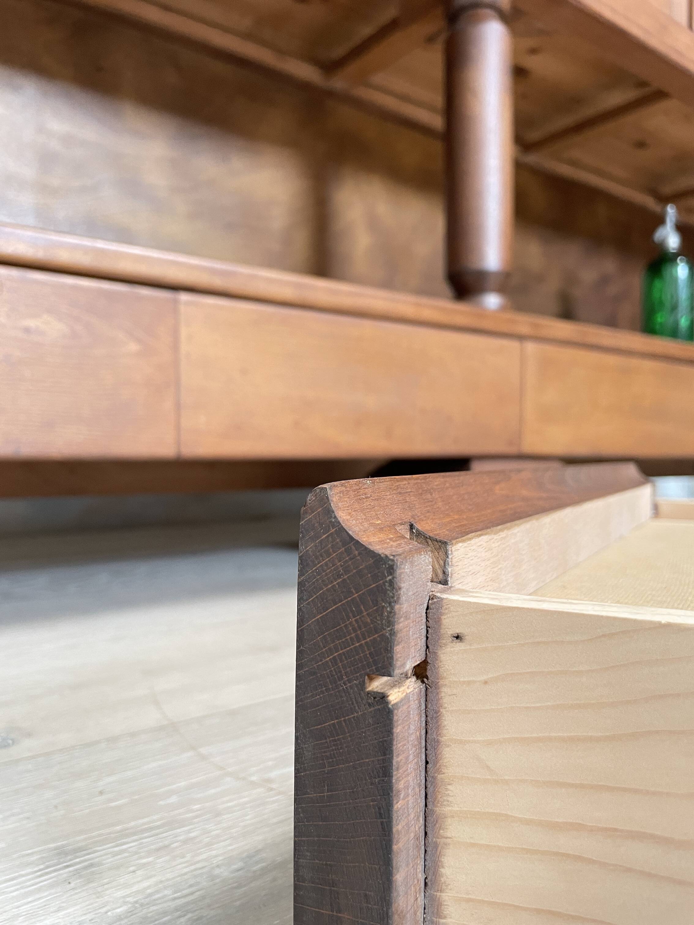 Solid wood display cabinet.