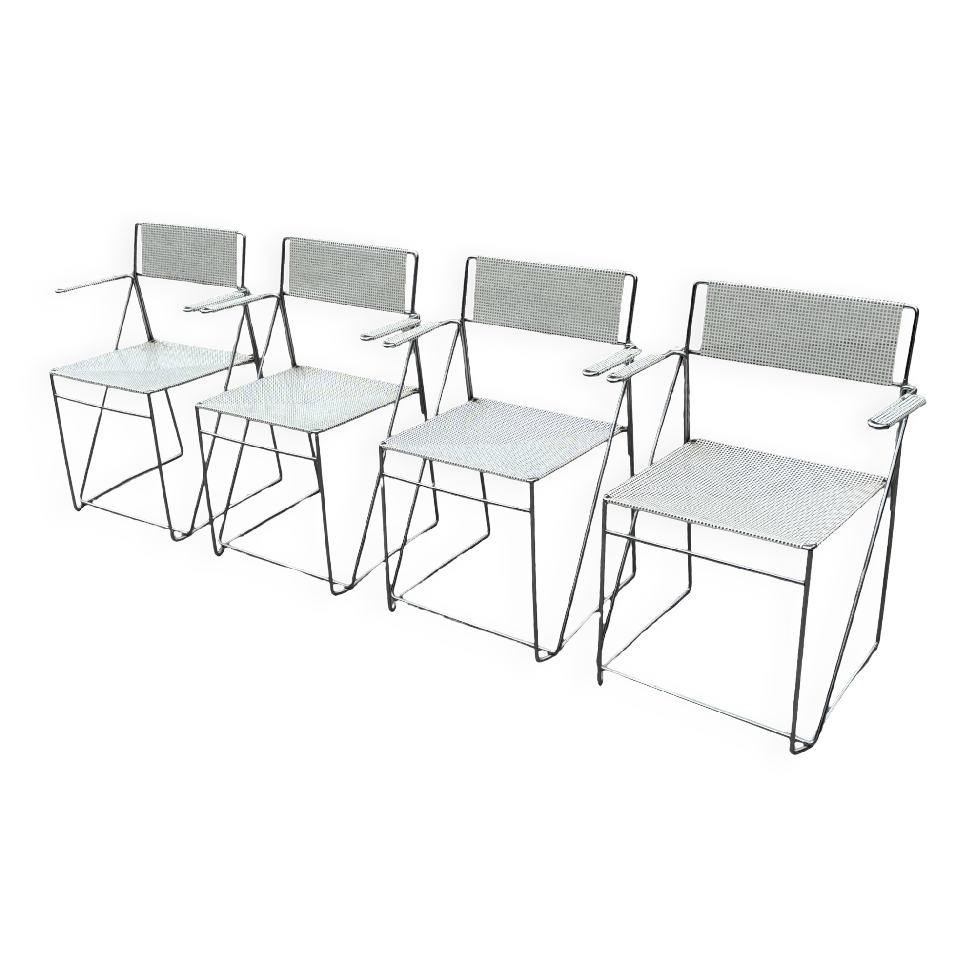 Set of 4 vintage X-Line dining chairs by Niels Jørgen Haugesen Denmark 1977
