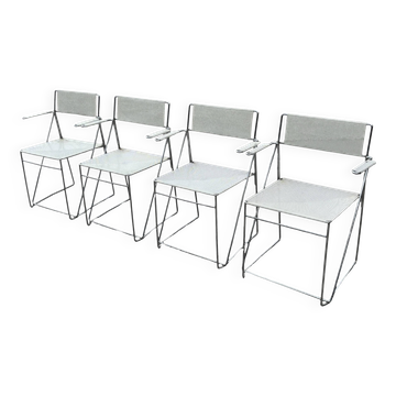 Set of 4 vintage X-Line dining chairs by Niels Jørgen Haugesen Denmark 1977