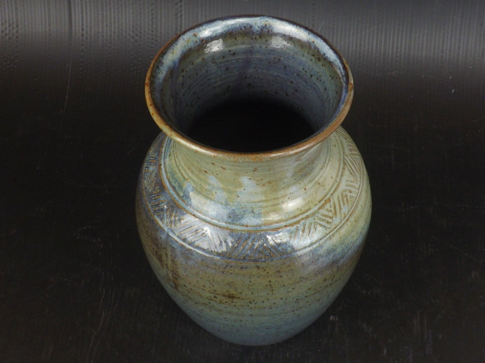 Muddled Sandstone Vase, Puisaye,Beautiful Signature of Incurvé Artist