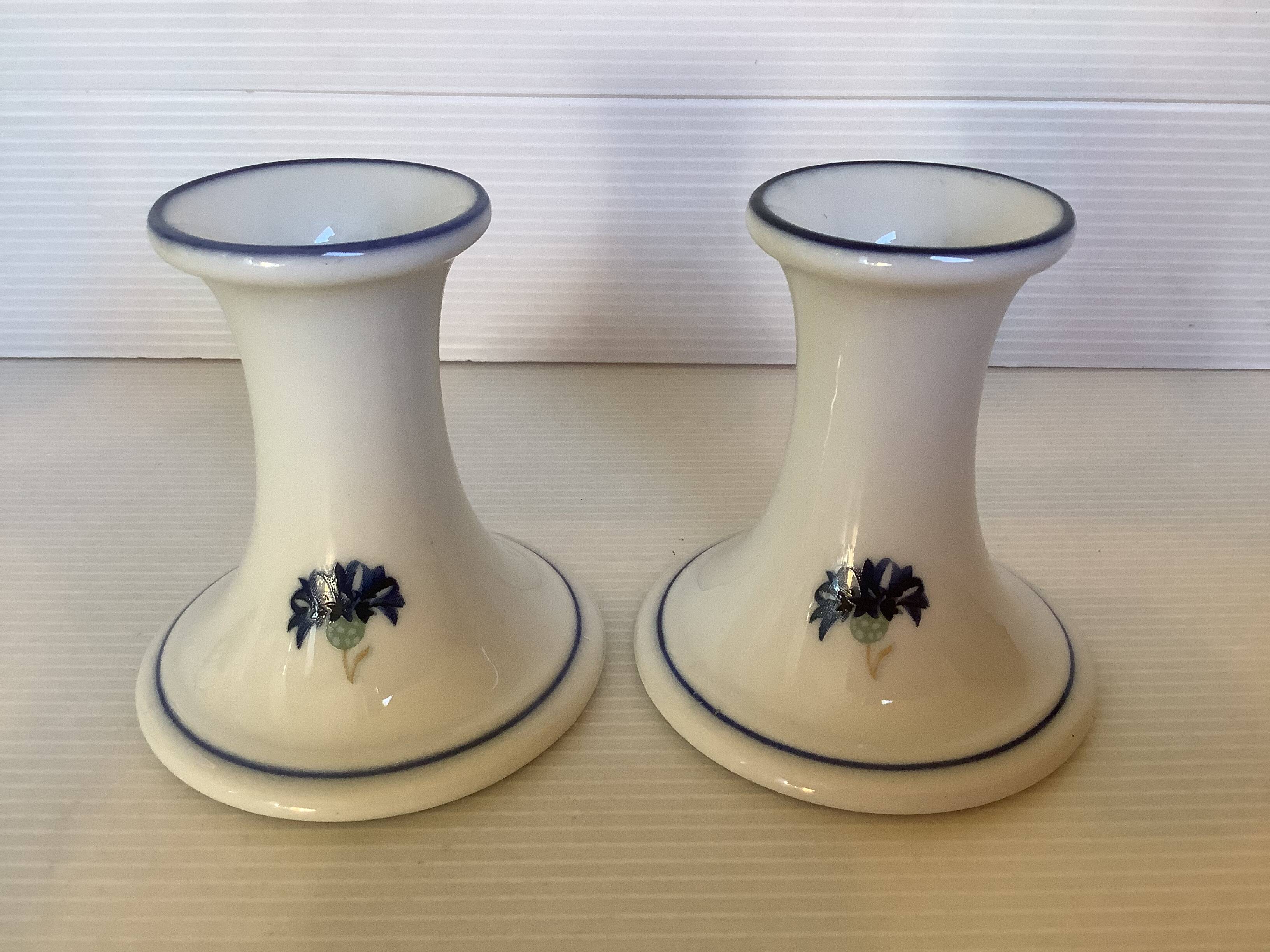 Pair of cornflower flower candlesticks
