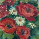 Huile william marcel clochard bouquet de fleurs roses coquelicots