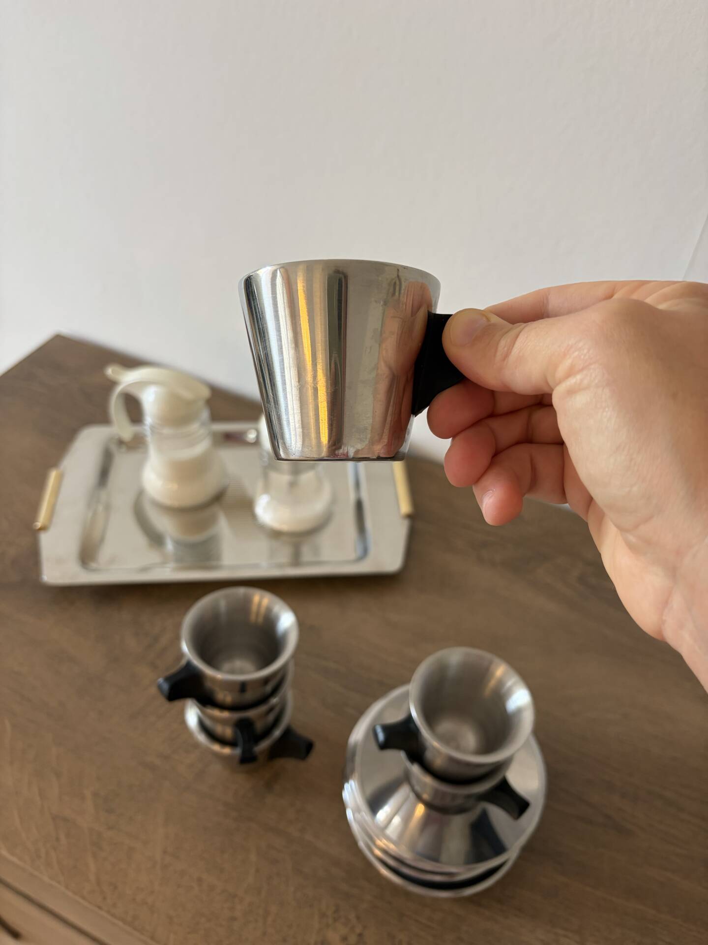 Ikea trivsel vintage 90s espresso coffee service – stainless steel – set of