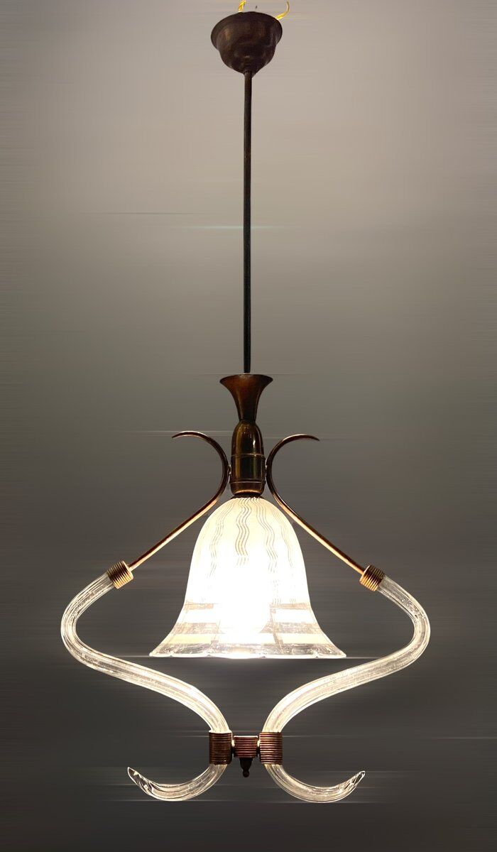 Italian Art Deco Murano Glass Pendant Lamp