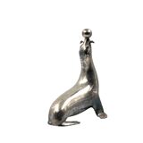 Art deco silverplated brass Seal sculpture, France 1940s