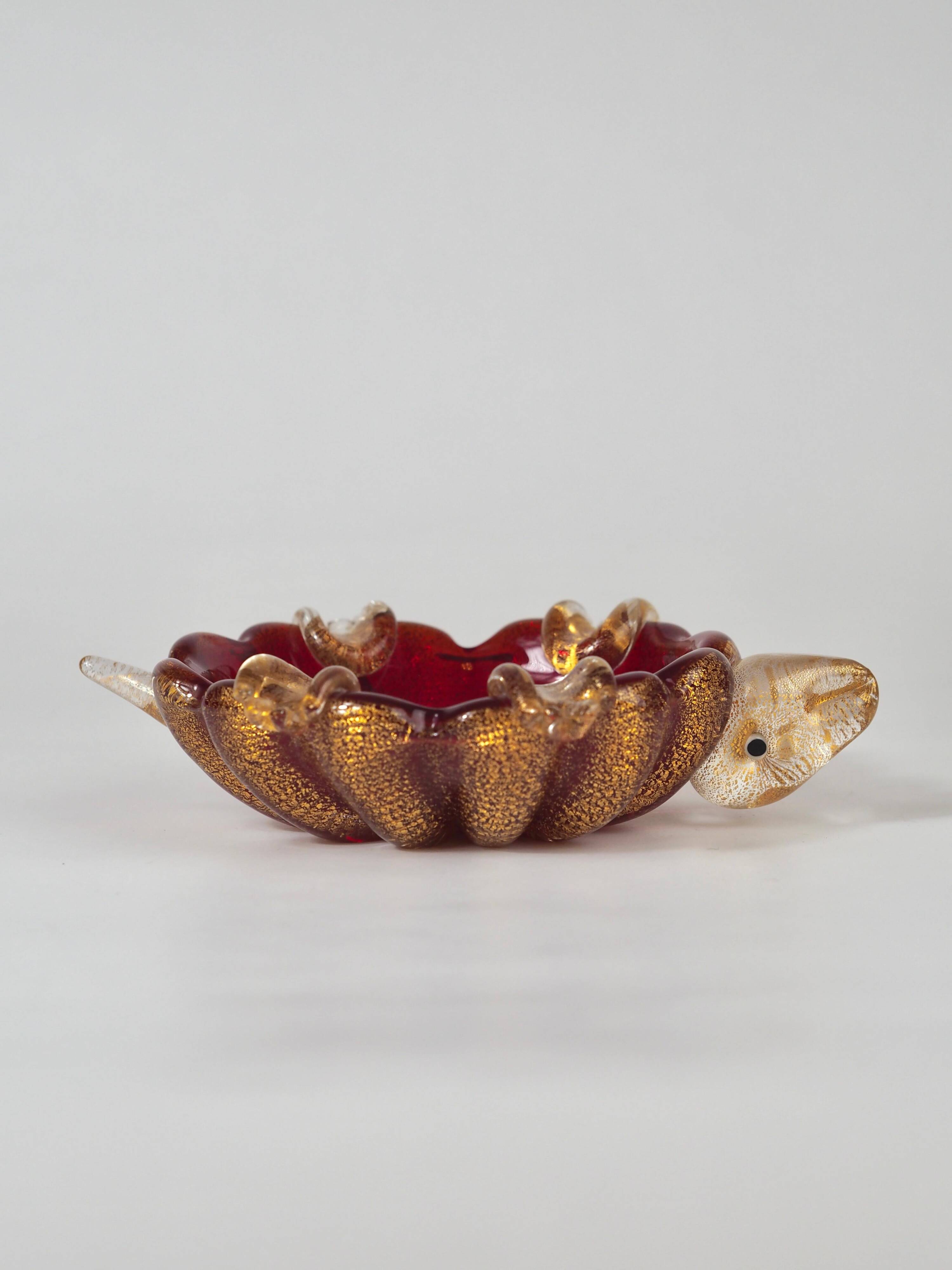 Sculpture de tortue et cendrier en verre de Murano du milieu du siècle par Barovier&Toso