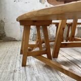 Set of round table and 4 rounded benches, 1950