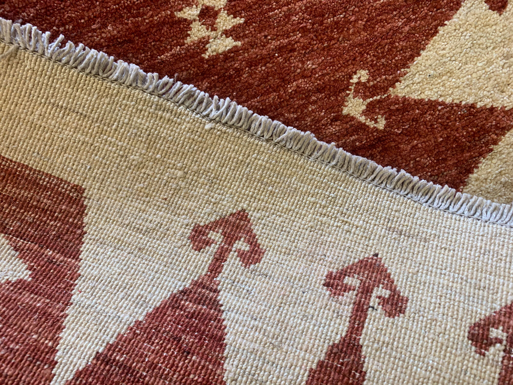 Vintage Afghan Ziegler Rug Handwoven Rust Wool Runner - 77x450cm
