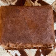 Pouf bois et peau de chèvre vintage
