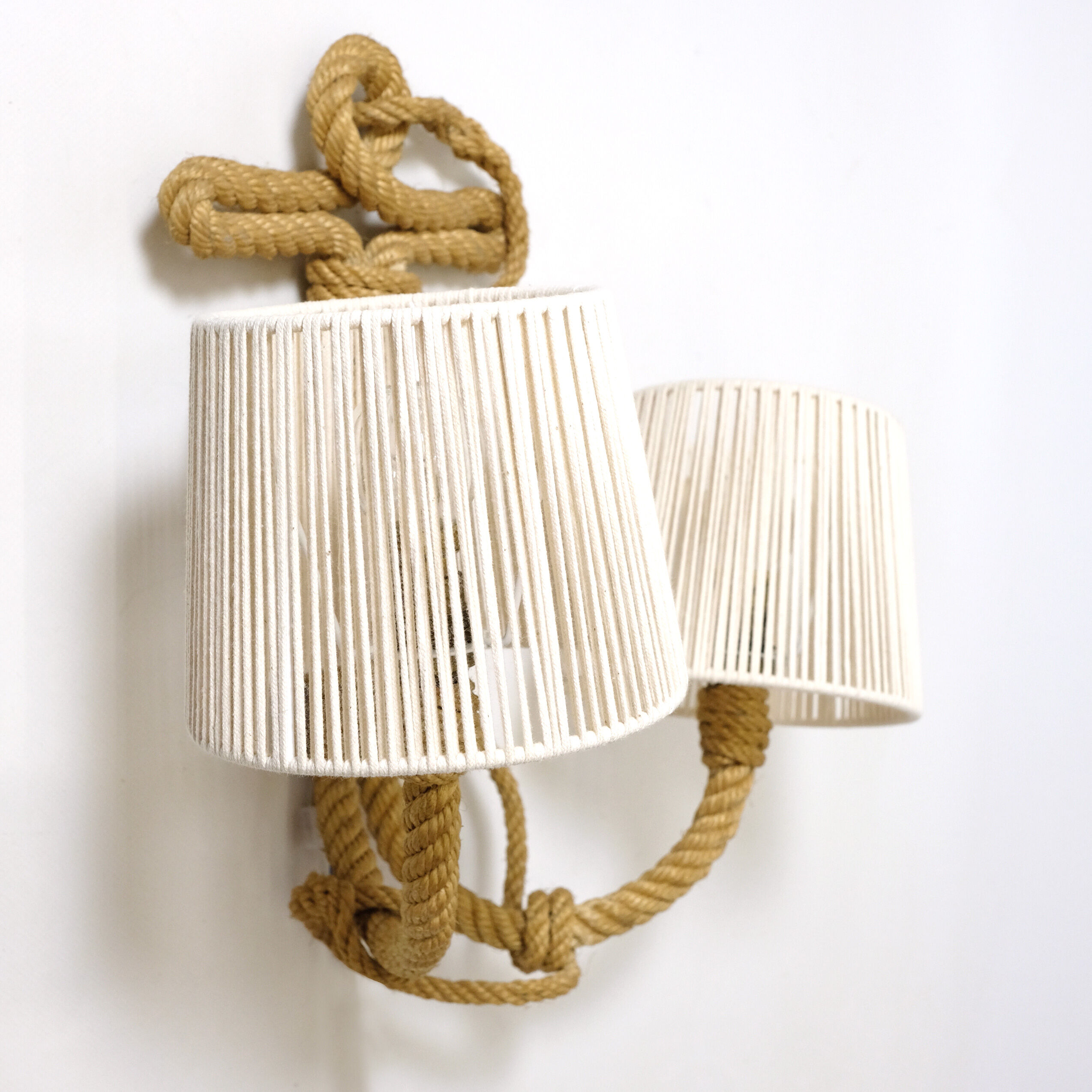 Wall lamp with two braided rope lights, 1950-1960.