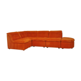 Orange corduroy modular sofa, 70s