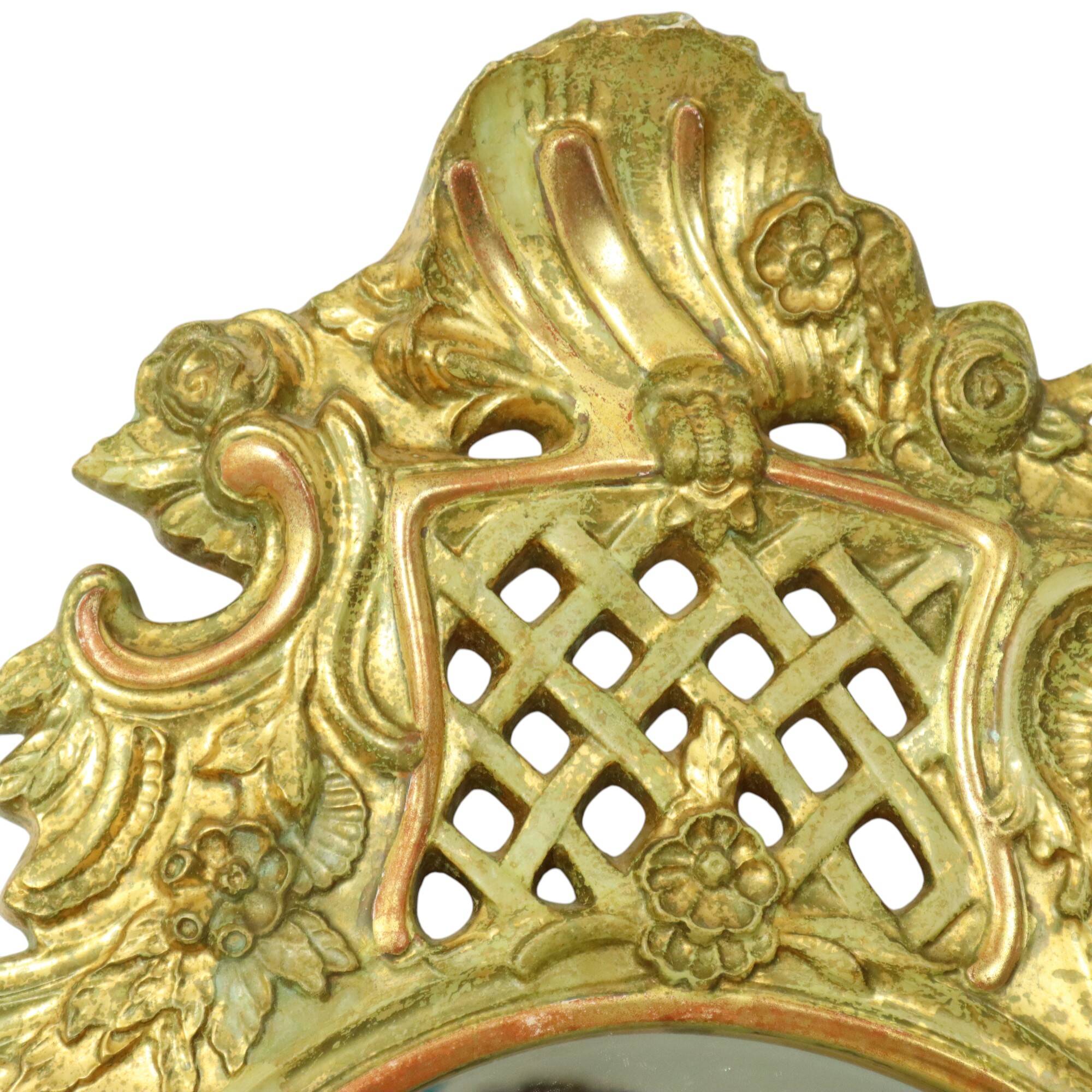 Large Swedish Mirror Gold Leaf Gilded Classic Rococo Style 119cm