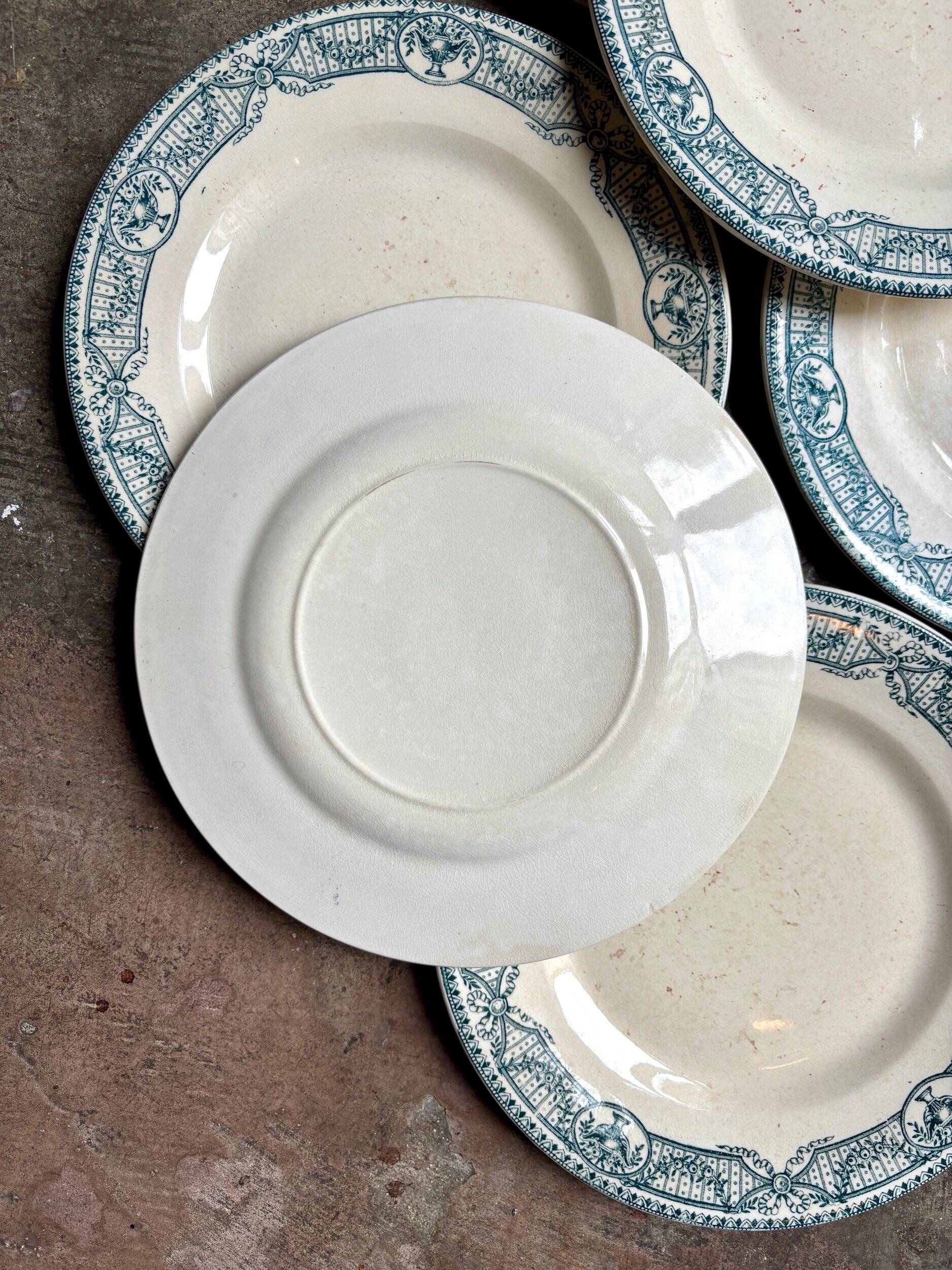 6 dessert plates, Salins ironstone, "Directoire" service.