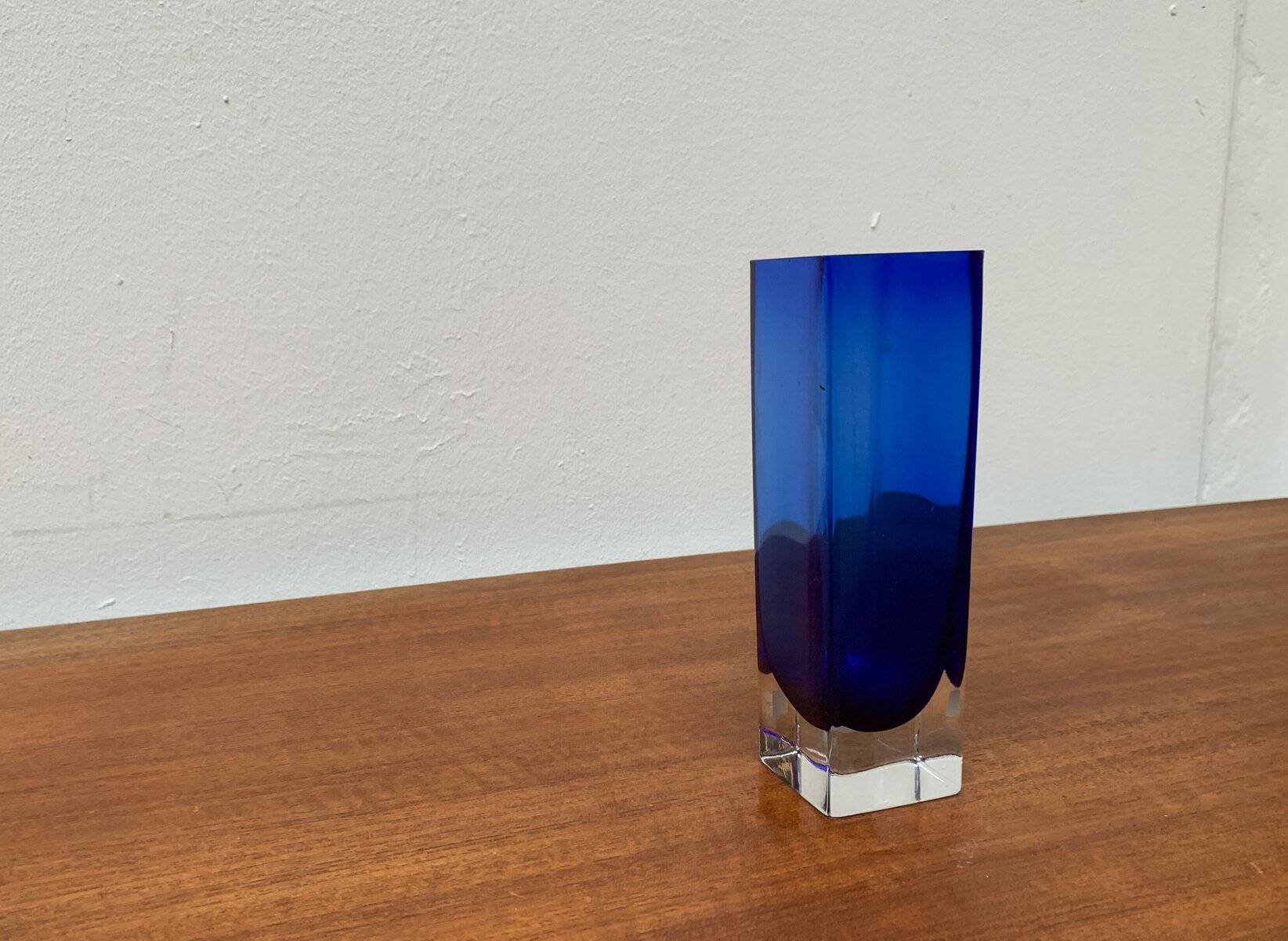 Swedish glass block vase from the mid-century by Aseda Sweden, 1960s.
