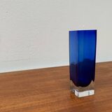 Swedish glass block vase from the mid-century by Aseda Sweden, 1960s.