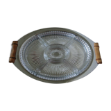 Metal tray for glass dishes for hors d'oeuvres or aperitifs