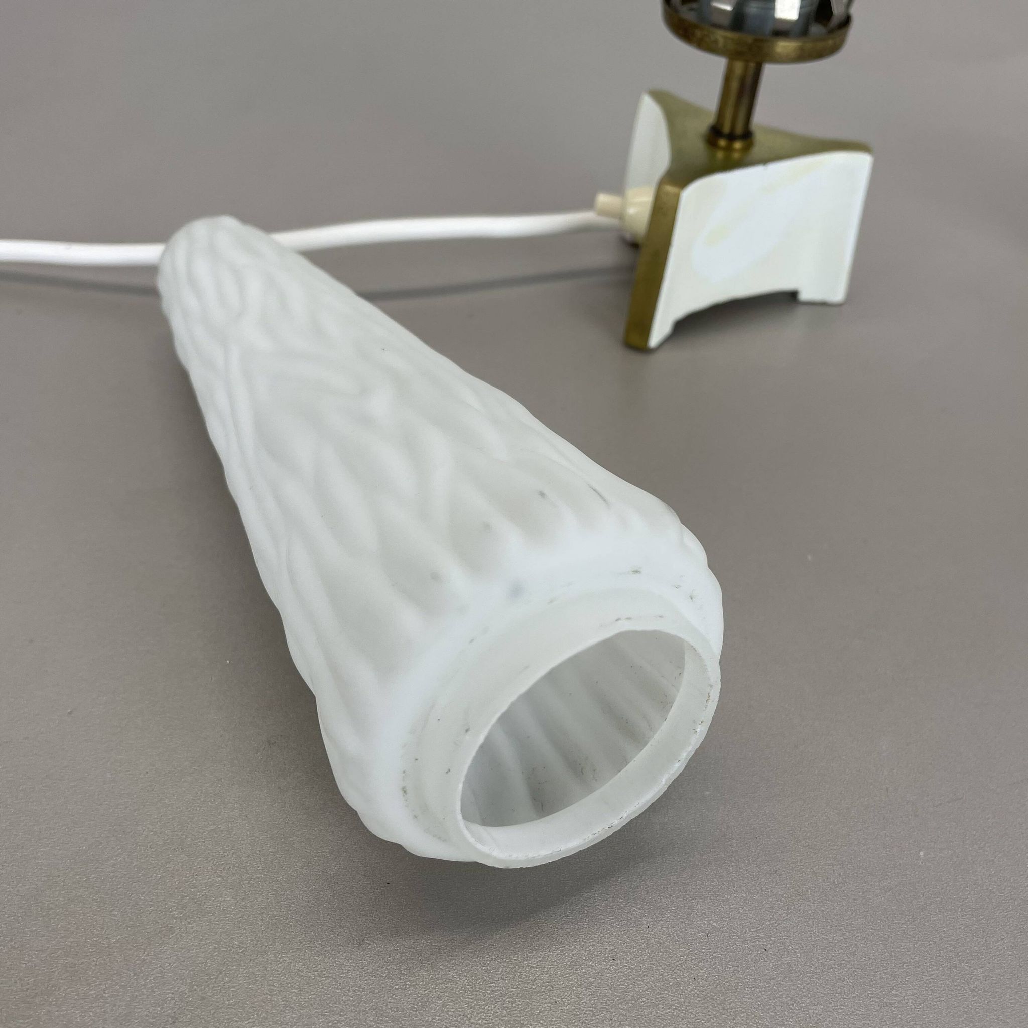 Set of 2 "cone" glass and brass table light, italy 1950s